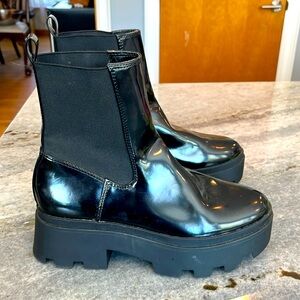 Open Edit Black Ediris Lug Boots Size 7.5 from Nordstrom